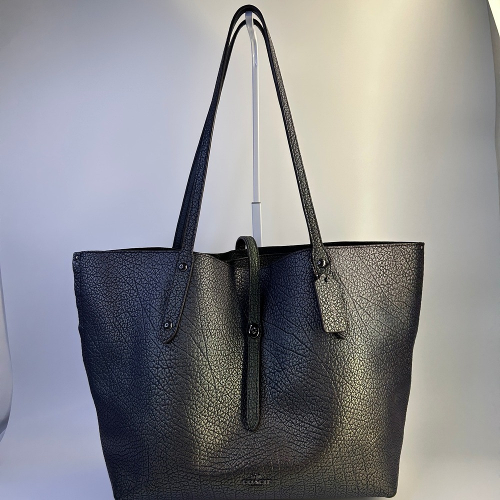 Coach Market Tote Iridescent Hologram Buffalo Leather Bag 54631 Good
